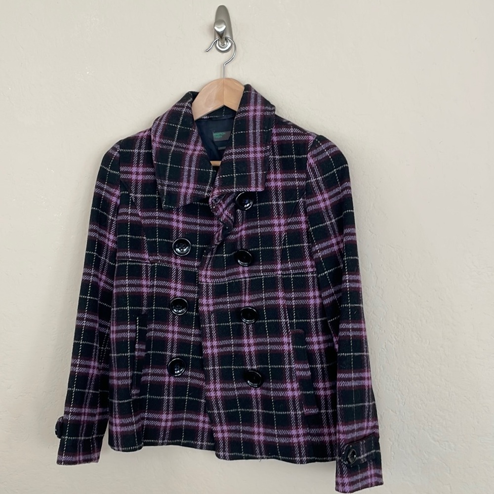 Benetton girl coat, purple, size 10-11
